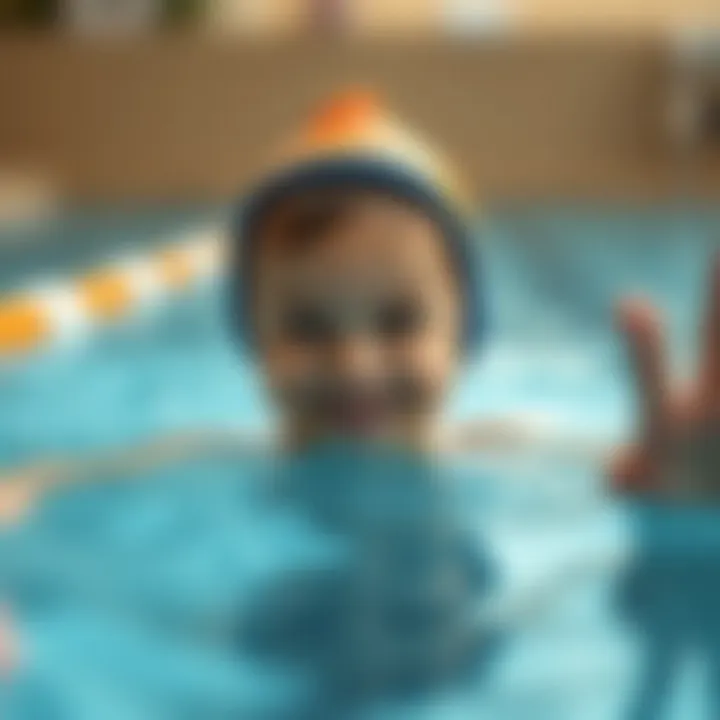 Child enjoying swimming with a cap in a pool