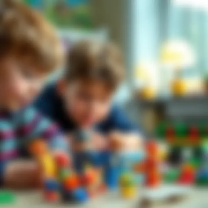 Children playing with Lego mini figures, stimulating creativity and imagination