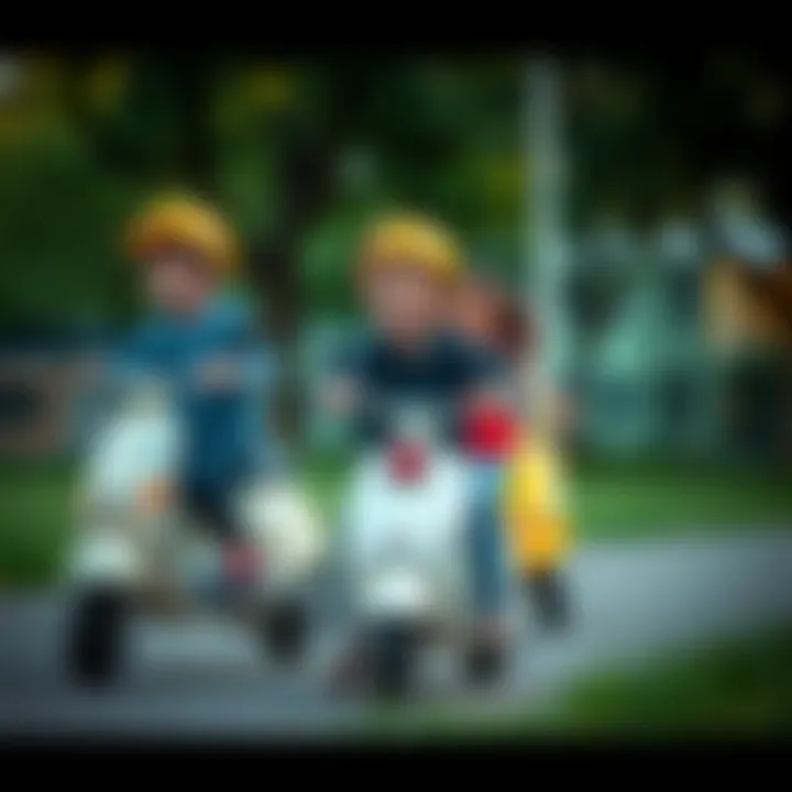 A group of children enjoying a scooter ride in a park