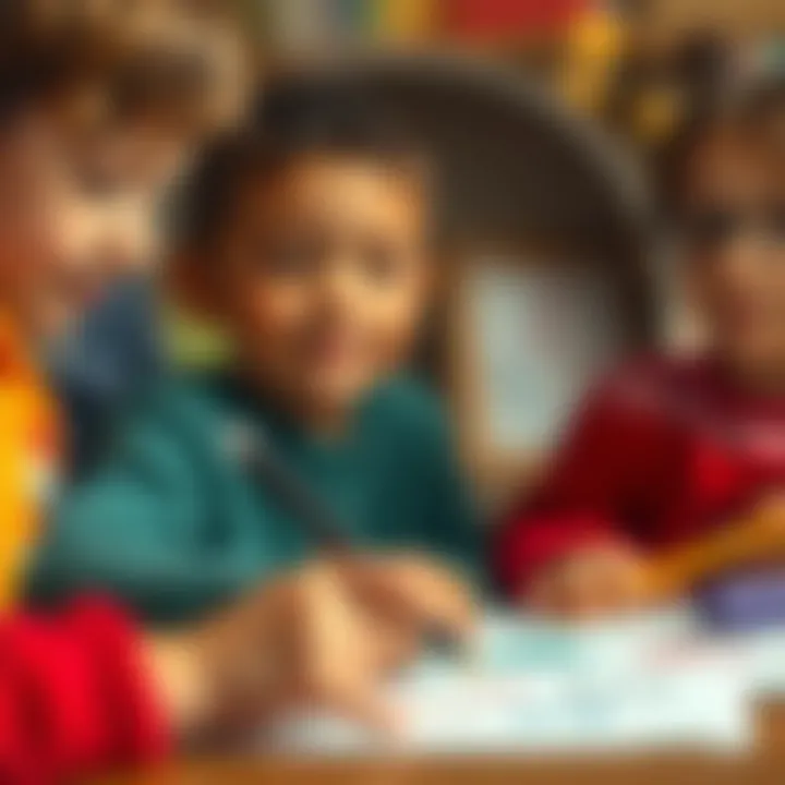 Children exploring creativity with a dual-ended felt-tip pen
