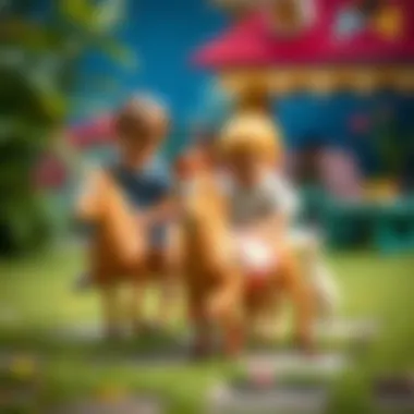 Imaginative Play with Ponies Children engaging in imaginative play with small ponies in a vibrant environment.