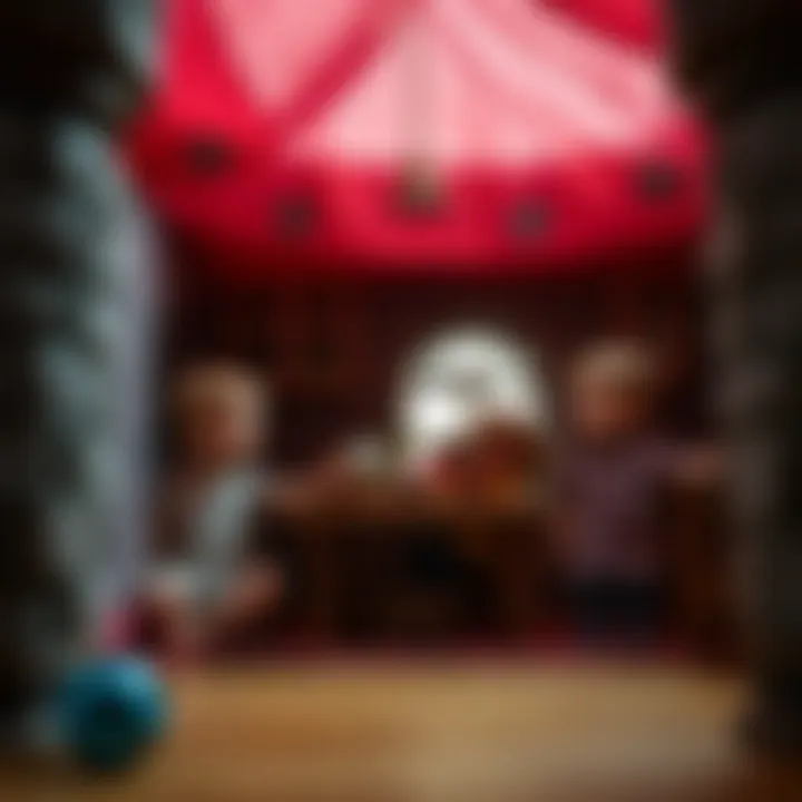 Children engaging in imaginative play inside a portable castle