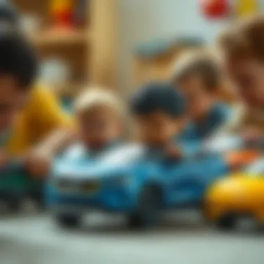 A group of children engaged in imaginative play with toy cars