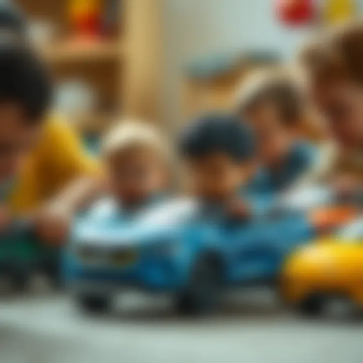 A group of children engaged in imaginative play with toy cars