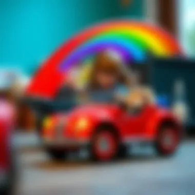 Children exploring learning opportunities with rainbow car