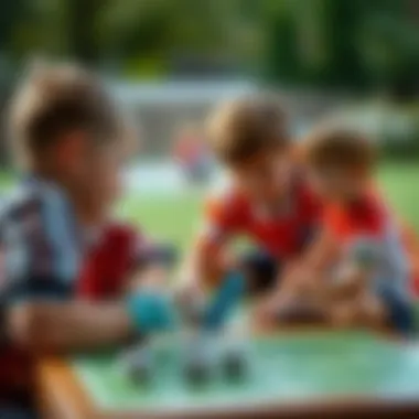 Children engaging in a football card game