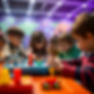 Group of children playing an interactive game