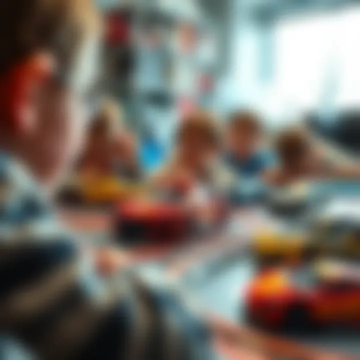 Children engaging with Hot Wheels tracks and Honda-themed cars