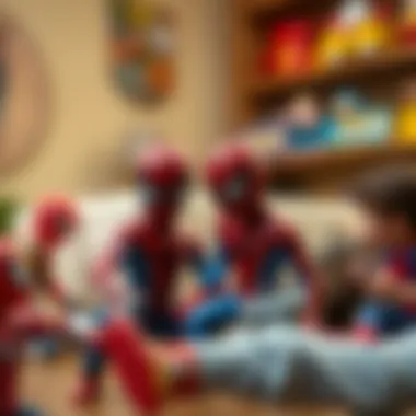 Children playing with Spider-Man toys emphasizing imaginative play