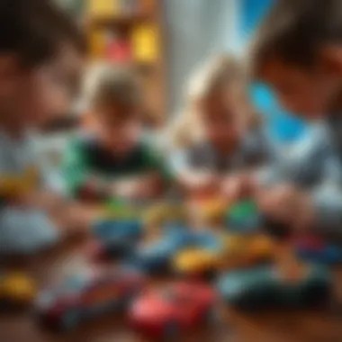 Group of children sharing and playing with Hot Wheels cars