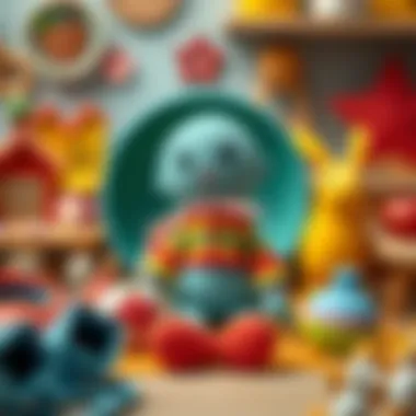 Colorful Cicciobello Afacan Bebek toy displayed among playful accessories