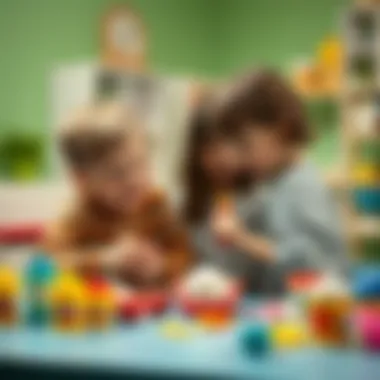 Collaboration in Creative Dental Activities Children collaborating in a dental-themed activity