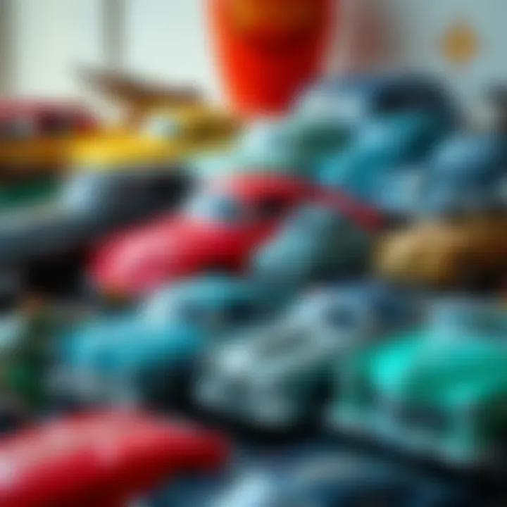 An assortment of collectible metal cars displayed in a decorative arrangement