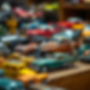 A collector showcasing rare metal toy cars