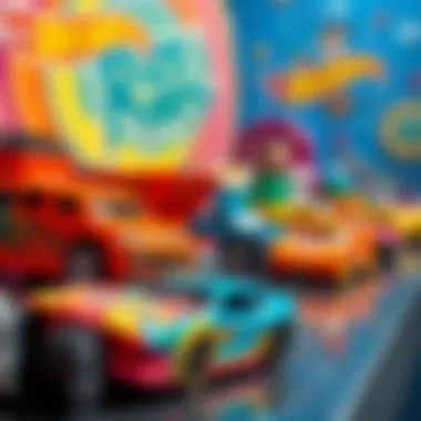 Colorful display of Hot Wheels cars inspired by Rick and Morty universe