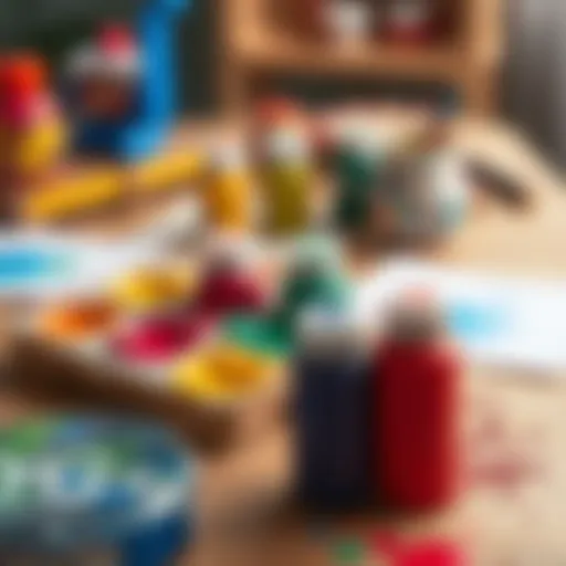 A vibrant array of paints ready for toddlers to explore their creativity