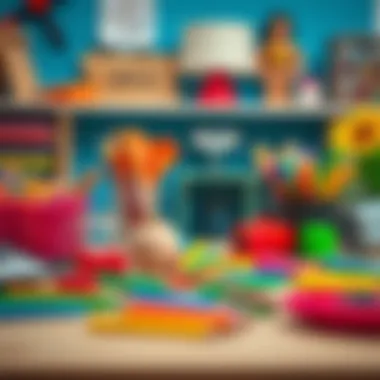 Craft supplies arranged on a table for creative projects