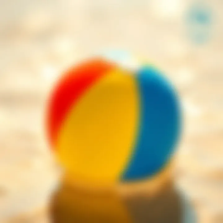 Colorful beach ball floating in water