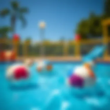 Safe play area with beach balls and water