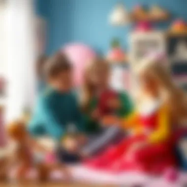 Children engaging with Barbie dolls, highlighting developmental play.