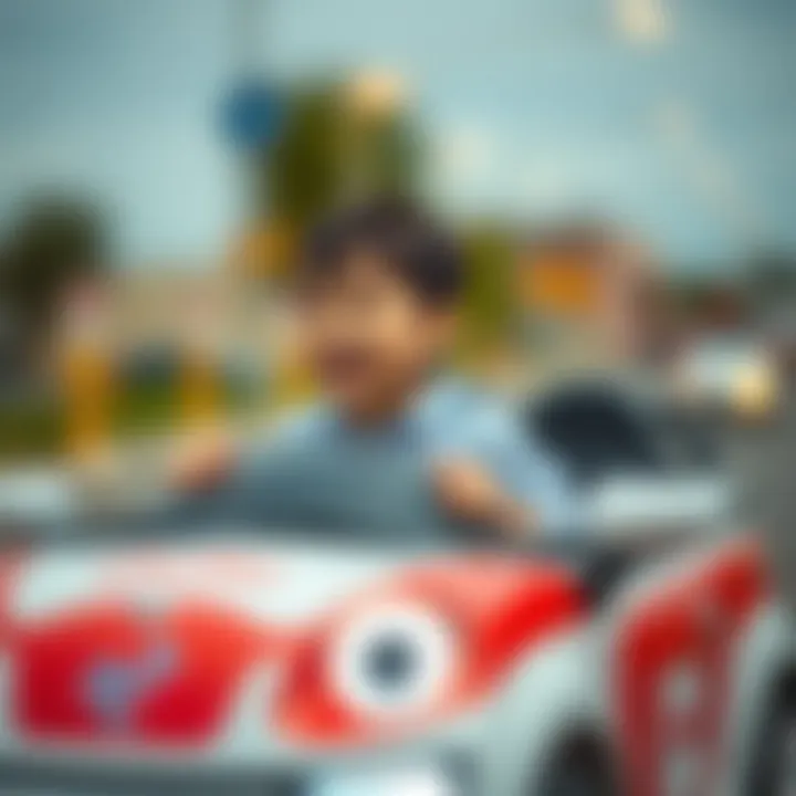 A child enjoying a ride in a Dolu brand electric car