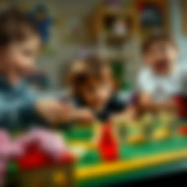 Children engaging in a lively domino game, showcasing joy and interaction.