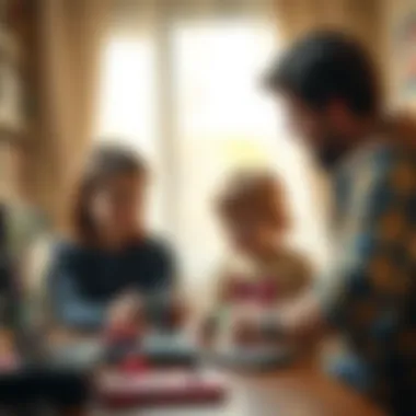 Parents guiding children in game selection