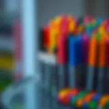 Colorful double-sided felt tip pens arranged artistically