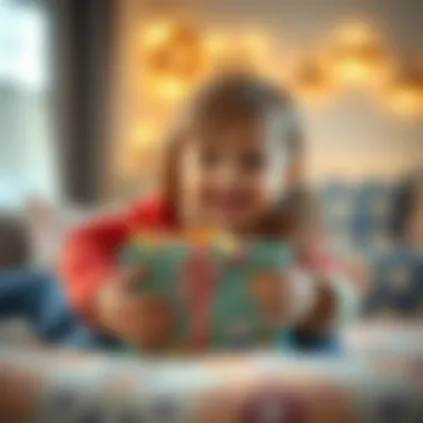 A child joyfully receiving a personalized gift box, reflecting happiness and growth