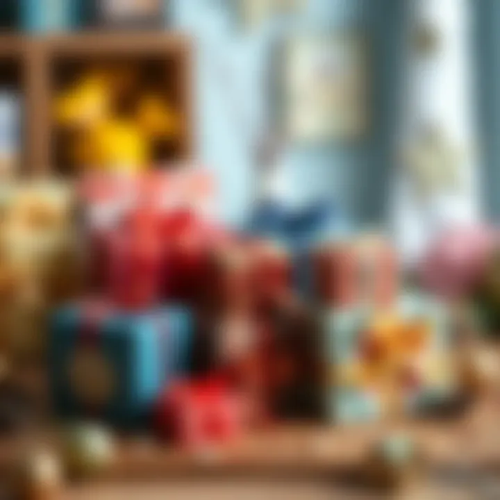 Colorful and unique gift boxes representing different themes and occasions