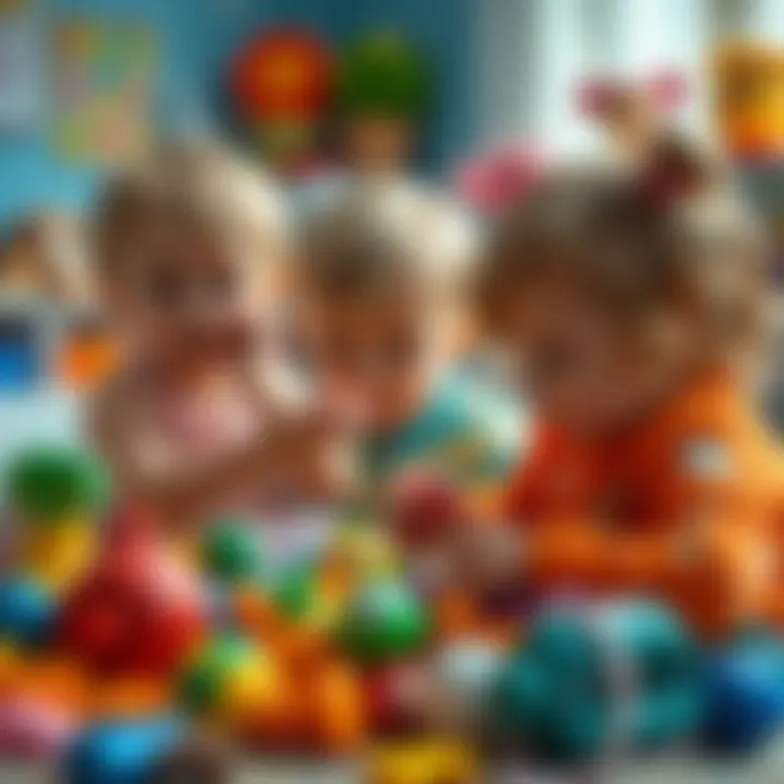 Children Engaging with Educational Toys Engaged children playing and learning with colorful toys