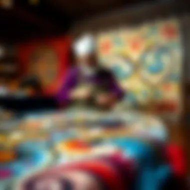 An artist demonstrating Ebru art