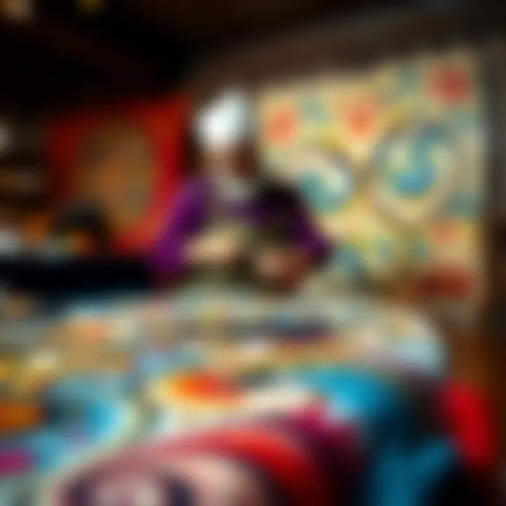 An artist demonstrating Ebru art