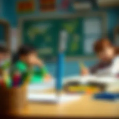 Educational setting utilizing a dual-ended felt-tip pen for lessons