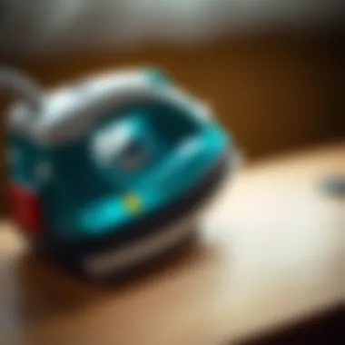 Educational toy iron with interactive features.