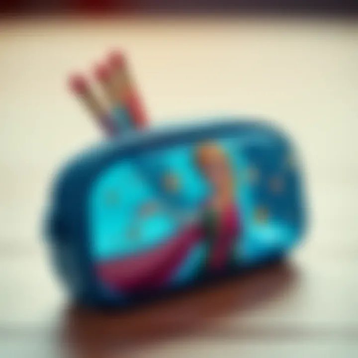 Colorful Elsa pencil case set designed for children.