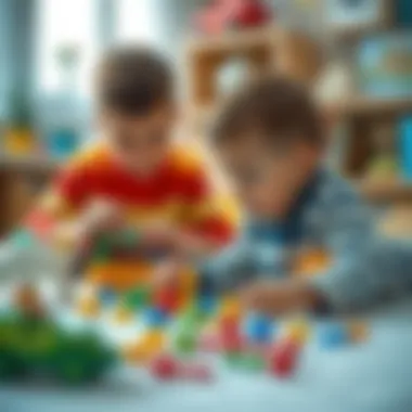 Engaged children playing with educational toys