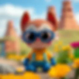 Beloved cartoon character in a colorful landscape