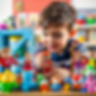Child playing with popular cartoon character toys