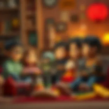 A family enjoying a cartoon movie night together