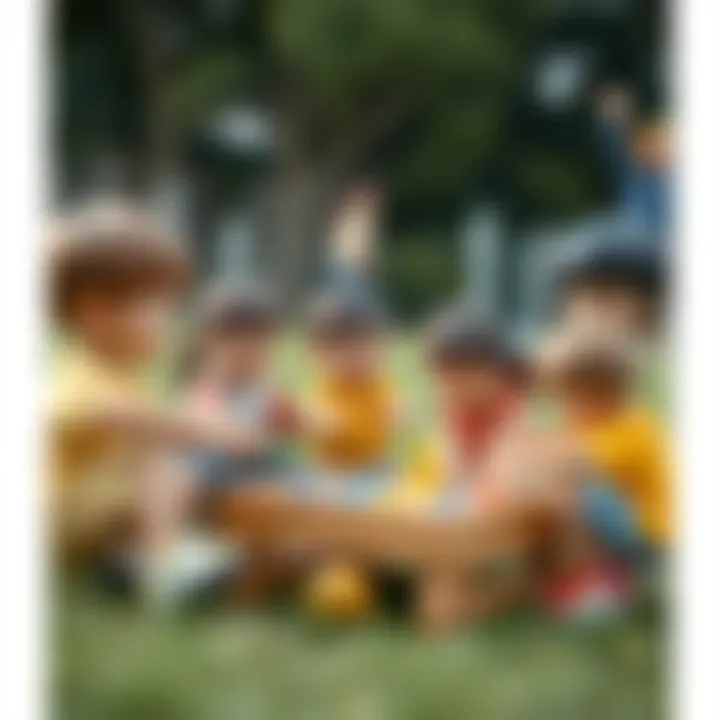 Group of children participating in a cooperative game outdoors