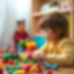 A child engaged in imaginative play with colorful toys