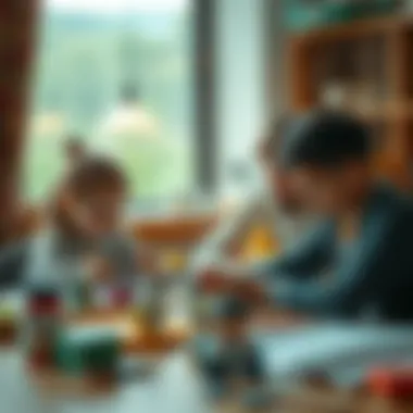 A family engaged in a creative crafting session together