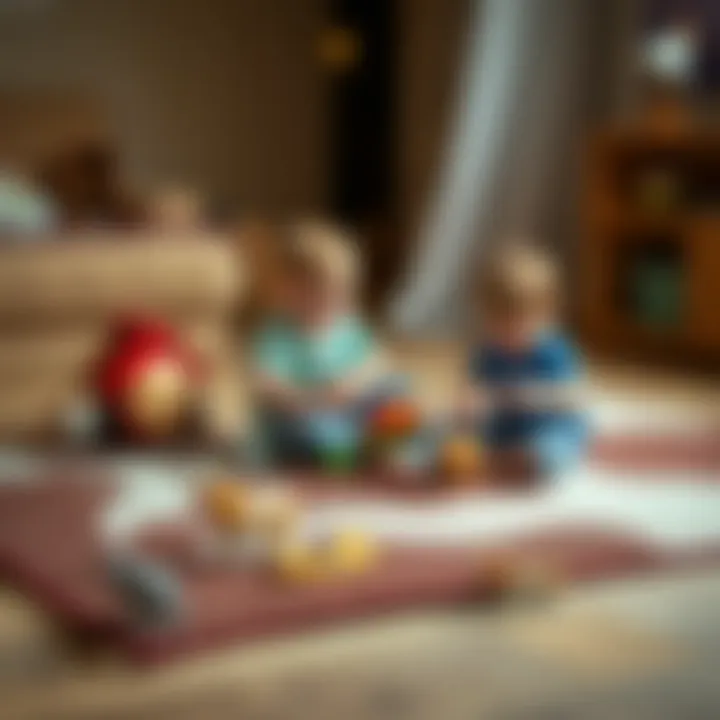 Children engaging in imaginative play on a farm rug