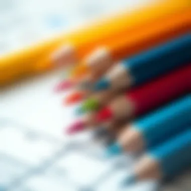 Colorful fashion design pencils arranged artistically