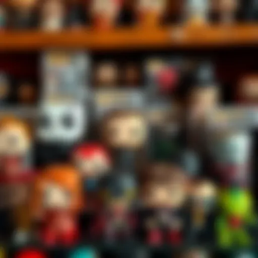 A collection of Funko Pop figures displayed on a shelf