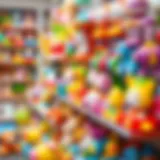 A vibrant display of baby toys in a Gaziemir store