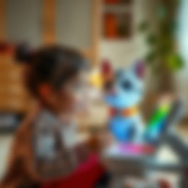 Children enjoying the Google cat game, fostering development