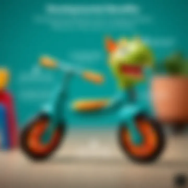 Infographic illustrating the developmental benefits associated with the Happy Dino tricycle for children