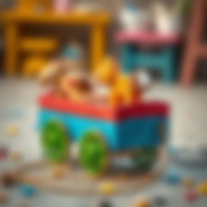 Wooden Animal Cart for Kids A colorful wooden animal cart designed for children's play